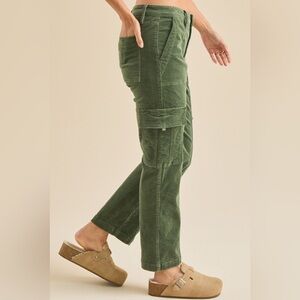 Altar’d State Pants Womens 26 Green Cargo Straight Leg Corduroy